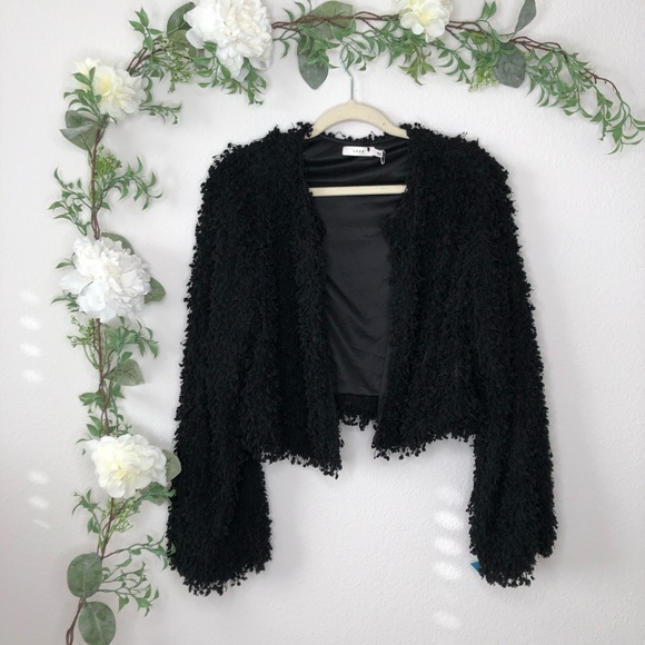 Lush Sweaters - LUSH black cropped fringe cardigan